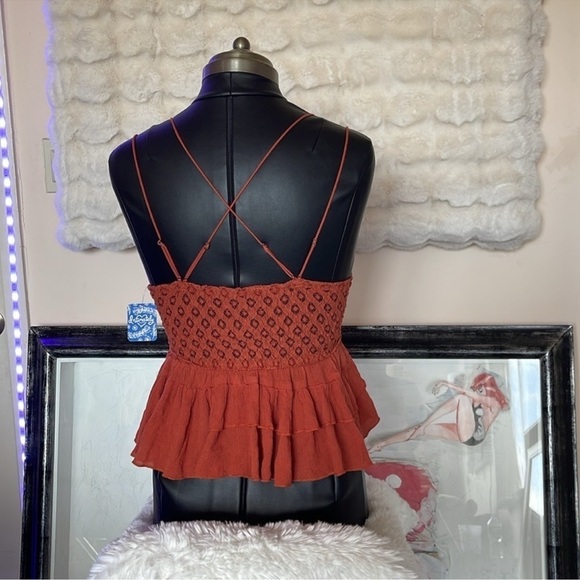 NEW Free People Adella Crochet Lace Ruffled Cami Spaghetti Strap Tank -R… - Picture 7 of 10